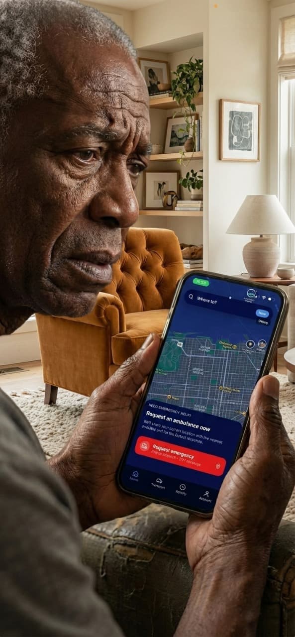 Someone using ActivRescue to request help when it matters most